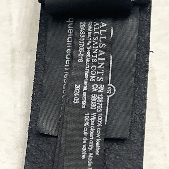 AllSaints Women\'s 1.25 Inch Black Leather Belt with Triple Metal Keeper Sz S main image 9